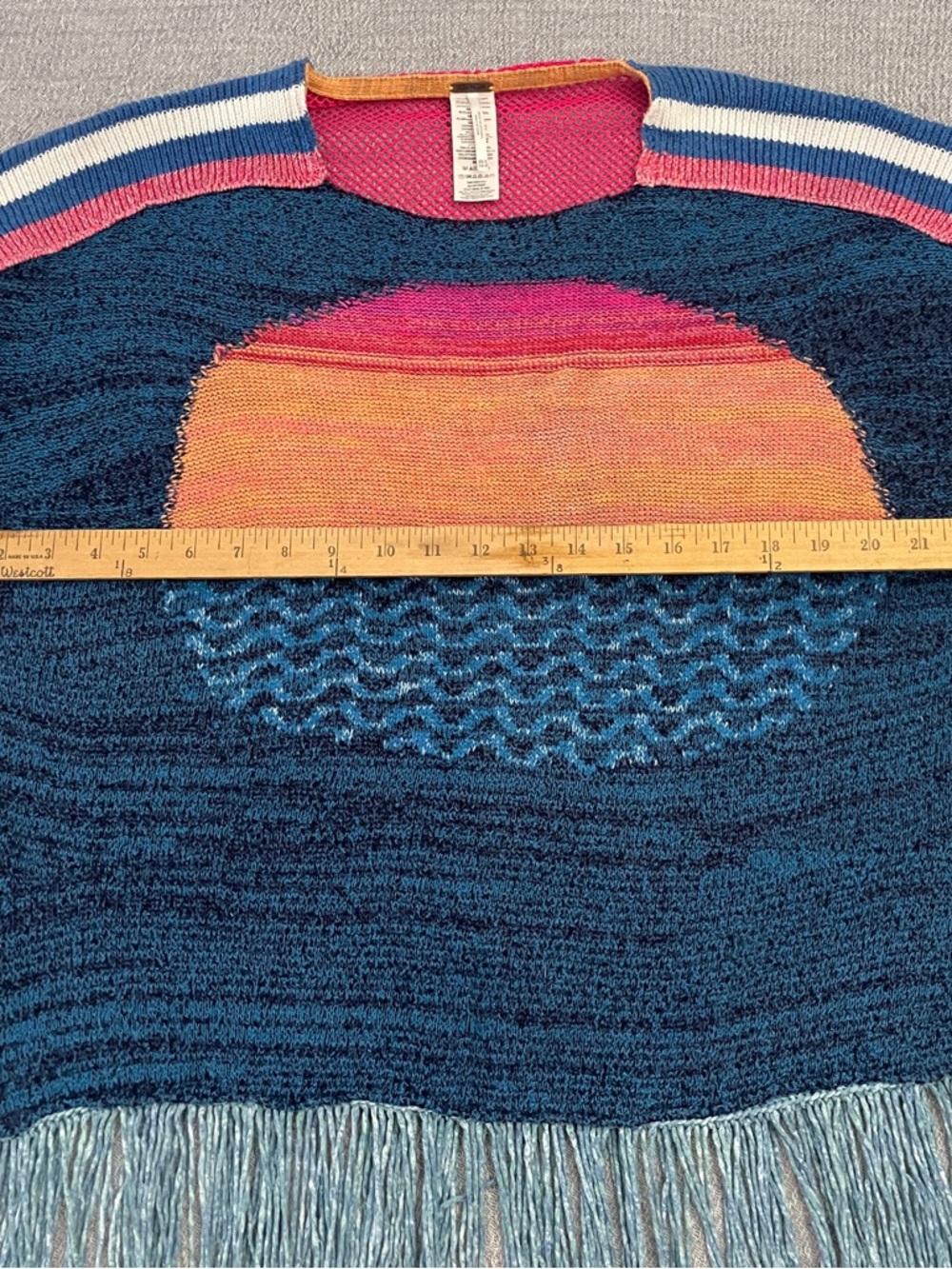 Free People Sunset Fringe Sweater Poncho Size XS/S - Picture 5 of 7